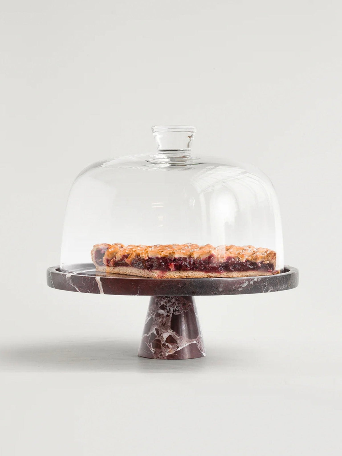 Crimson Marquina Marble Pedestal Tray – Sculptural Tabletop Decor