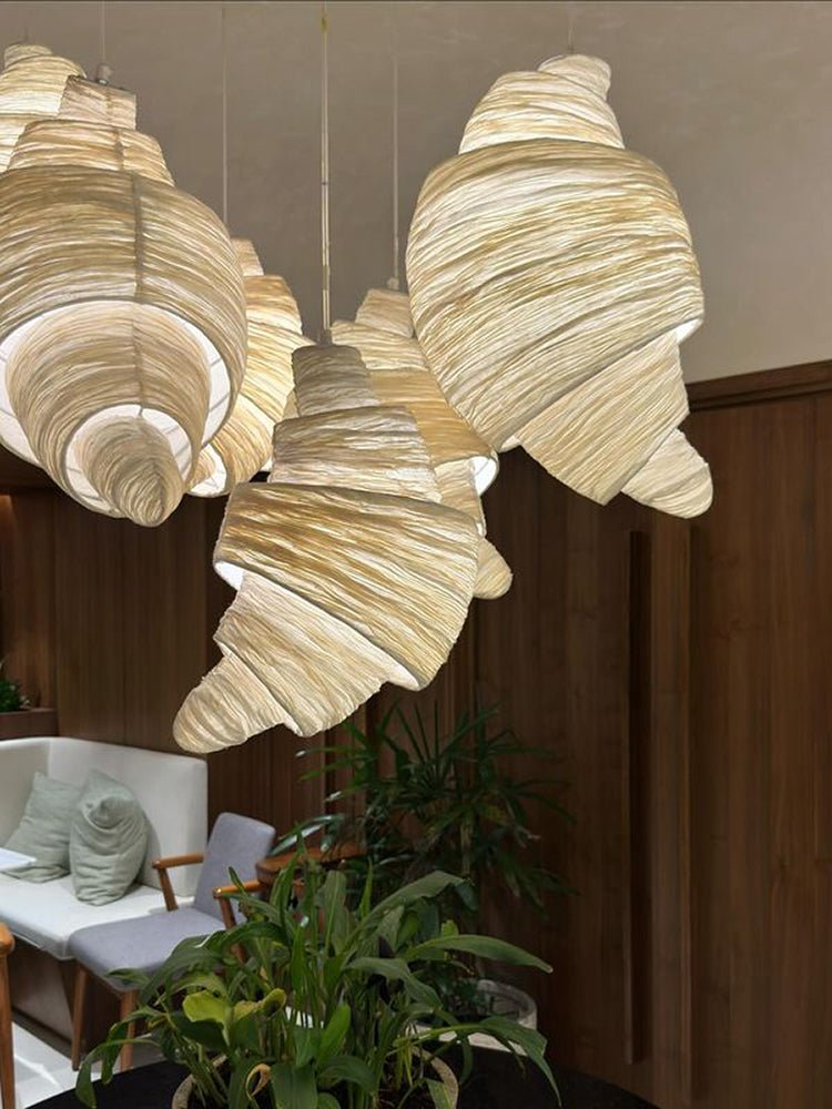 Croissant Fabric Pendant Light – Sculptural Beige Pendant for Modern Interiors