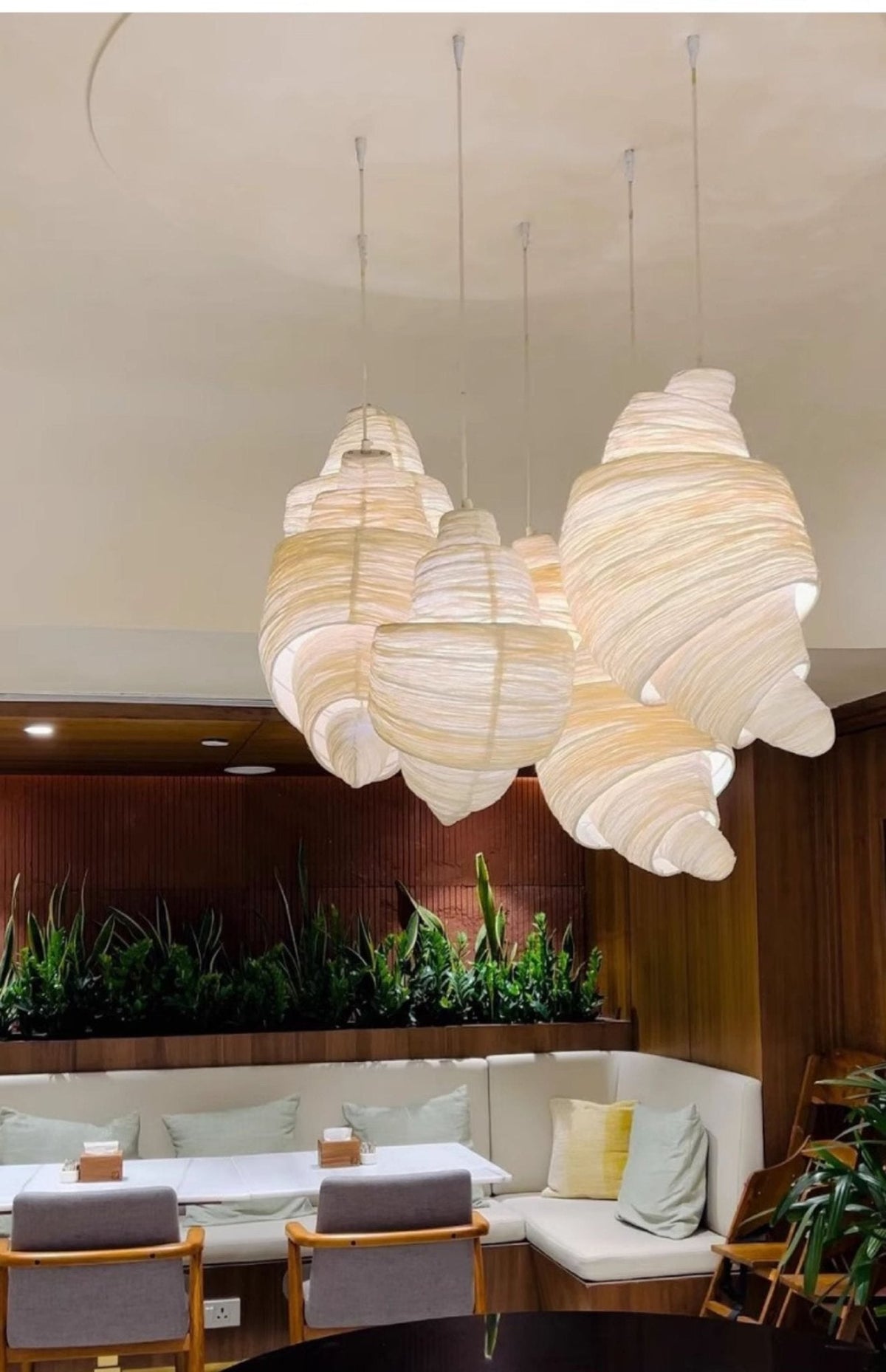 Croissant Fabric Pendant Light – Sculptural Beige Pendant for Modern Interiors