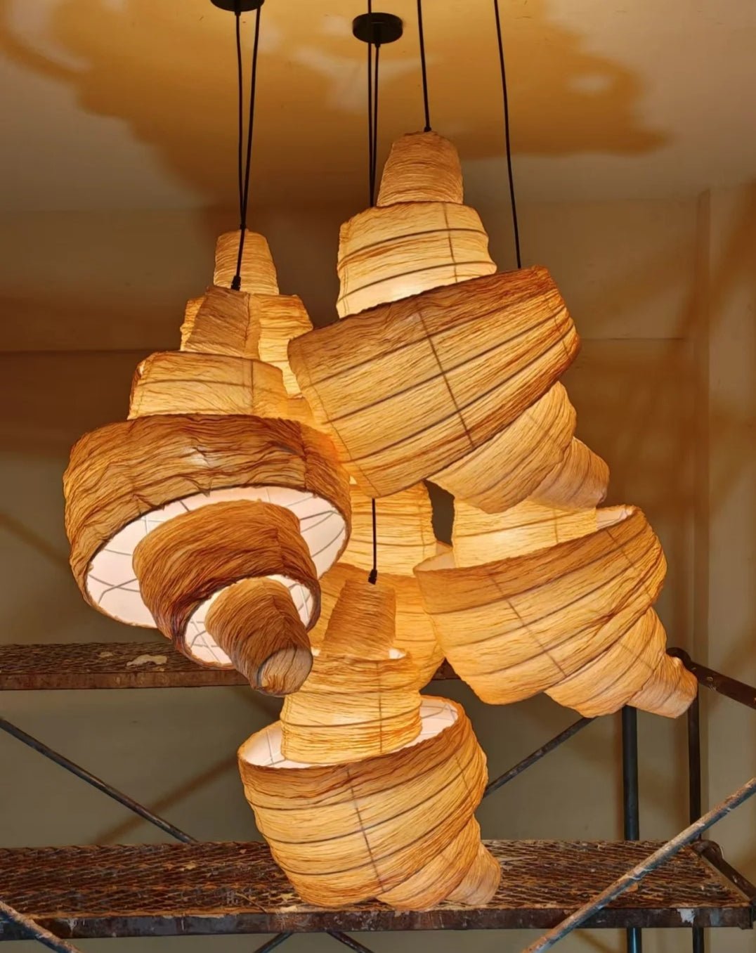 Croissant Fabric Pendant Light – Sculptural Beige Pendant for Modern Interiors
