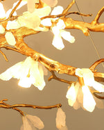 Crushed Stone Chandelier in Natural White with Brass Accents