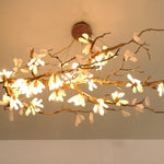 Crushed Stone Chandelier in Natural White with Brass Accents