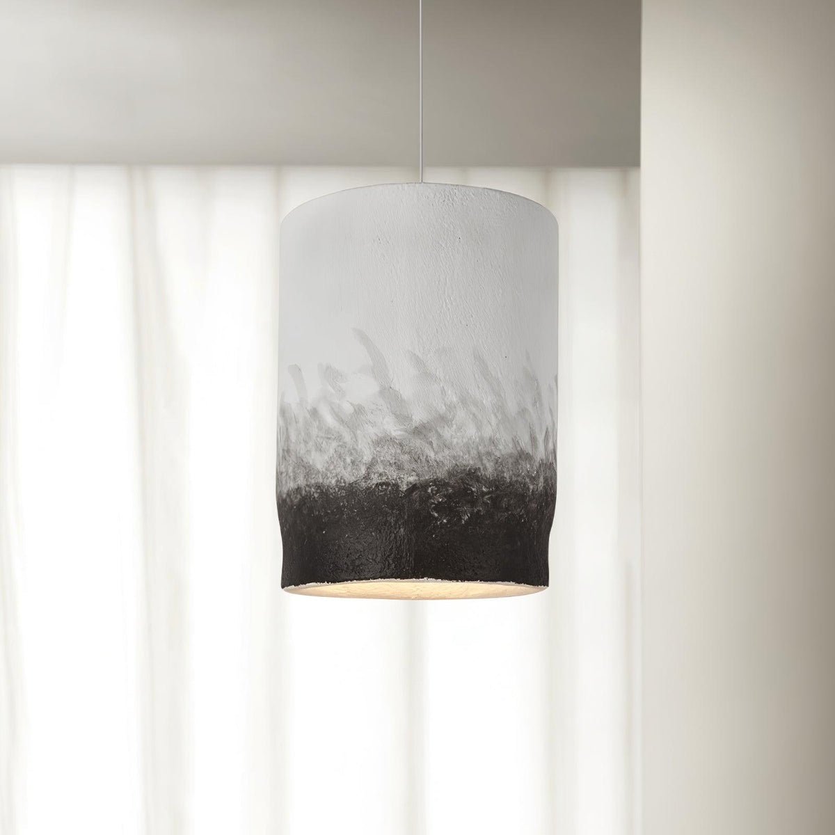Crust Thin Pendant Light — Sculptural Wabi-Sabi Ceiling Lamp in Grey