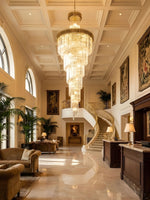 Crystal Spiral Chandelier – Modern Gold Crystal Statement Light for Grand Interiors