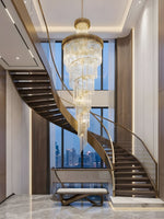 Crystal Spiral Chandelier – Modern Gold Crystal Statement Light for Grand Interiors