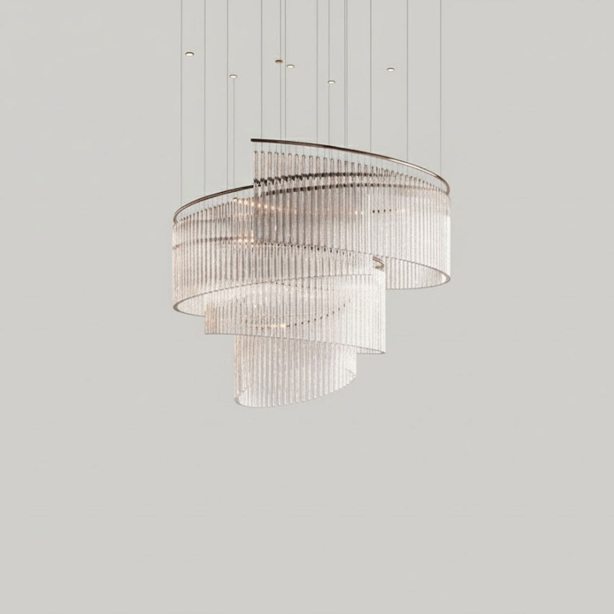 Rivella Cascade Fringe Chandelier — Crystal Glass & Gold LED Pendant Light