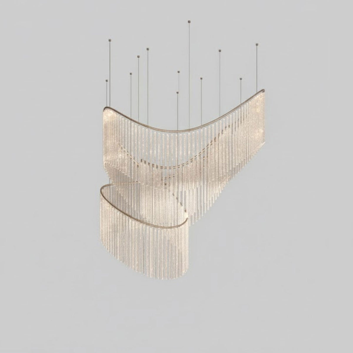 Rivella Cascade Fringe Chandelier — Crystal Glass & Gold LED Pendant Light