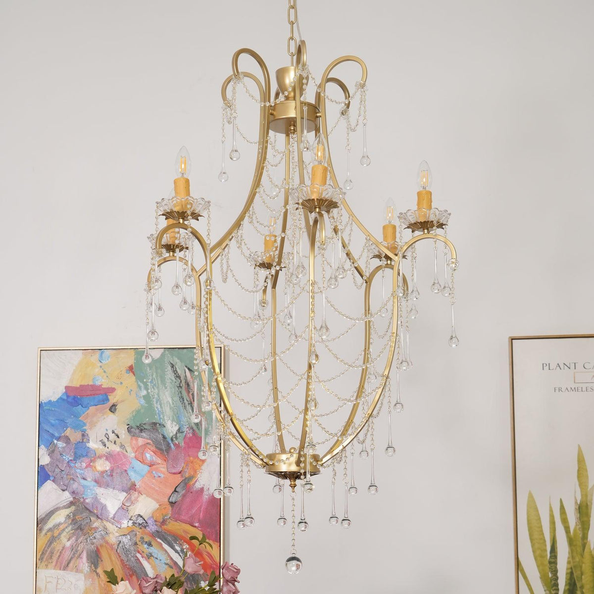 Birdcage Crystal Chandelier with Vintage Gold Finish