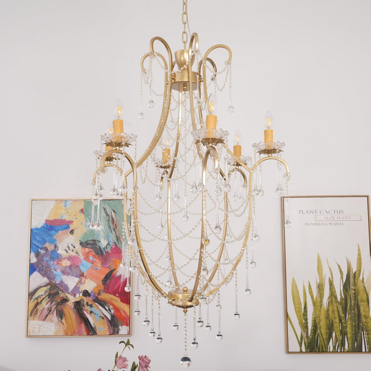 Birdcage Crystal Chandelier with Vintage Gold Finish