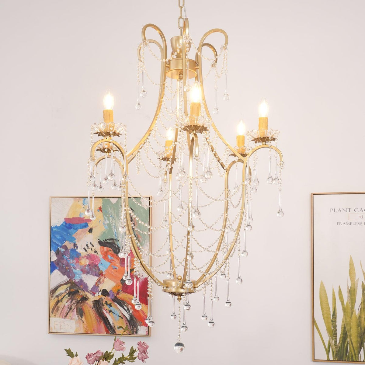 Birdcage Crystal Chandelier with Vintage Gold Finish