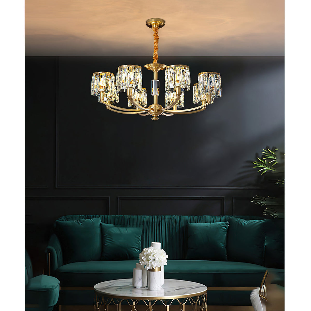 crystal-column-brass-chandelier