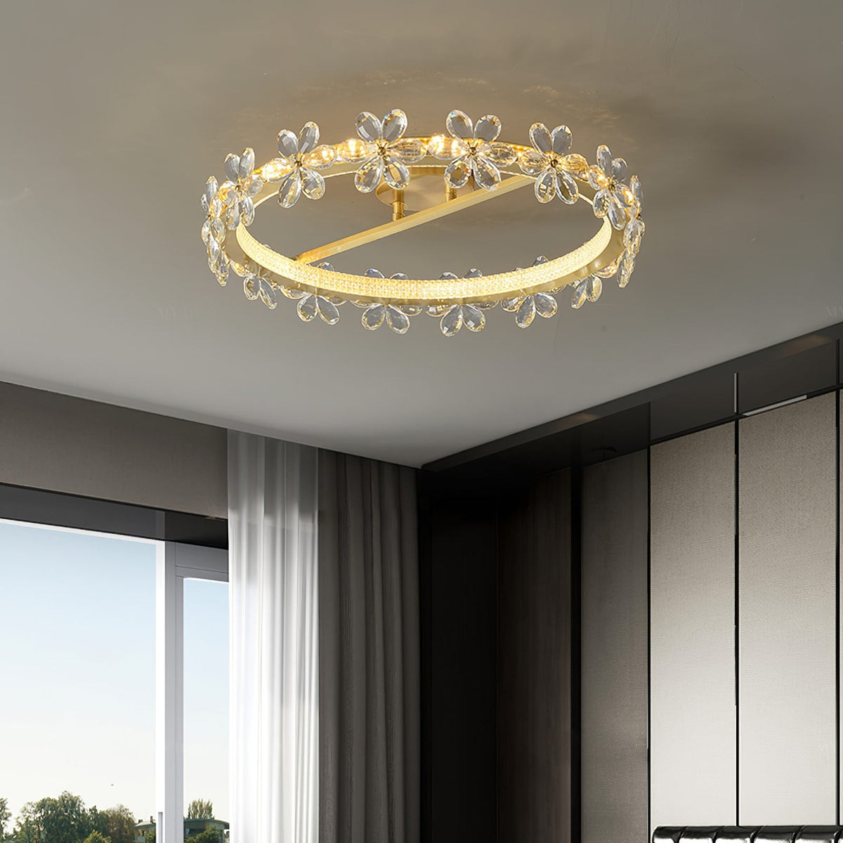 Crystal Flower Ceiling Lamp