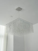 Crystal Frame Chandelier – Modern Geometric Pendant Light for Dining Room and Living Room