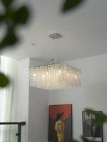 Crystal Frame Chandelier – Modern Geometric Pendant Light for Dining Room and Living Room