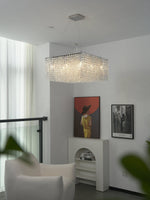 Crystal Frame Chandelier – Modern Geometric Pendant Light for Dining Room and Living Room