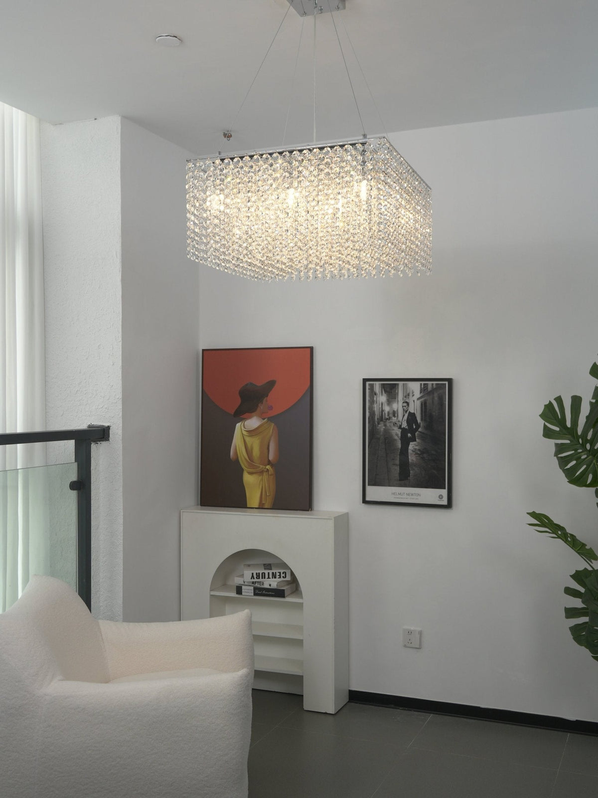 Crystal Frame Chandelier – Modern Geometric Pendant Light for Dining Room and Living Room
