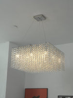Crystal Frame Chandelier – Modern Geometric Pendant Light for Dining Room and Living Room