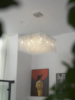 Crystal Frame Chandelier – Modern Geometric Pendant Light for Dining Room and Living Room