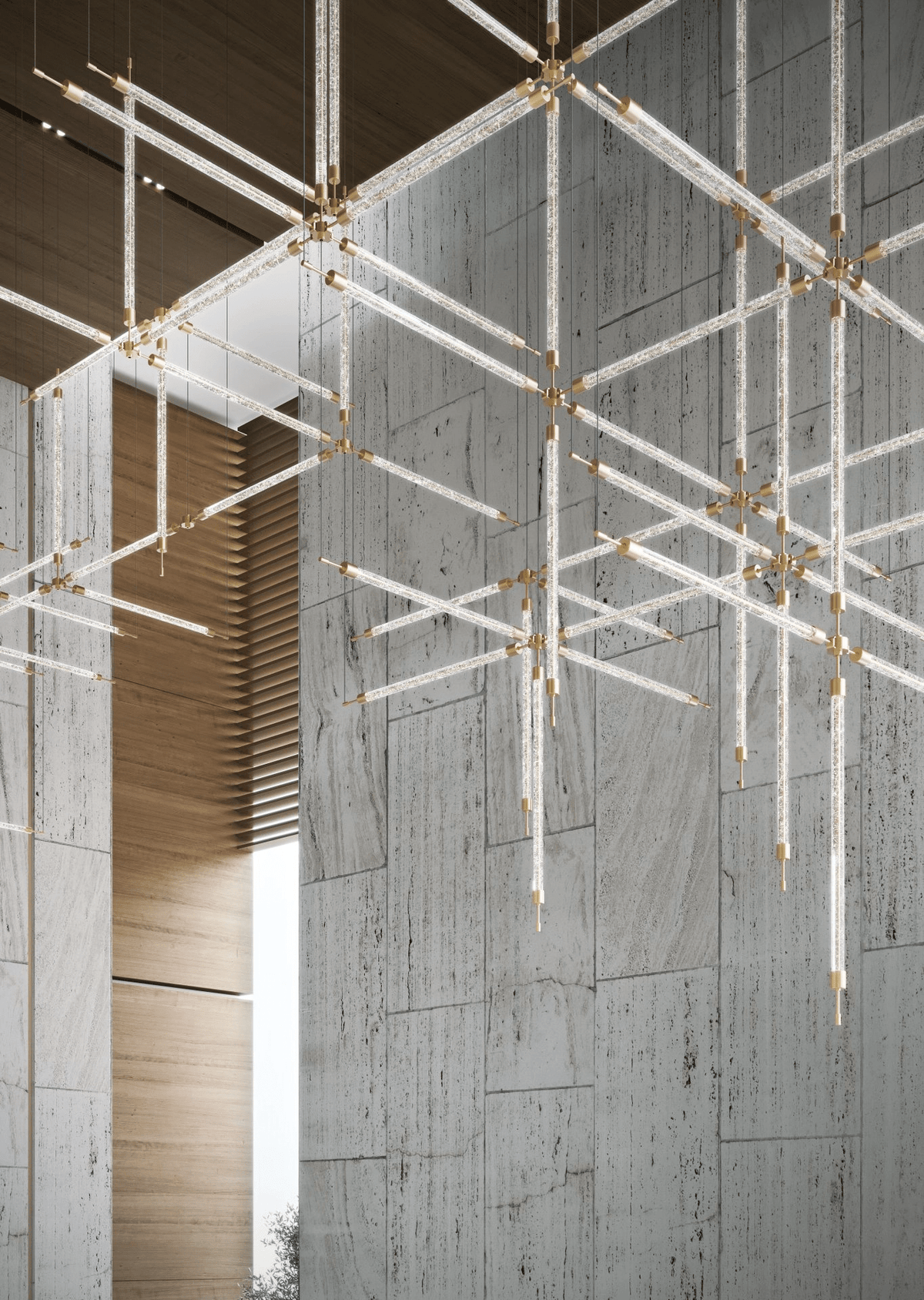 Crystal Grid Custom Chandelier – Bespoke LED Pendant for Modern Interiors