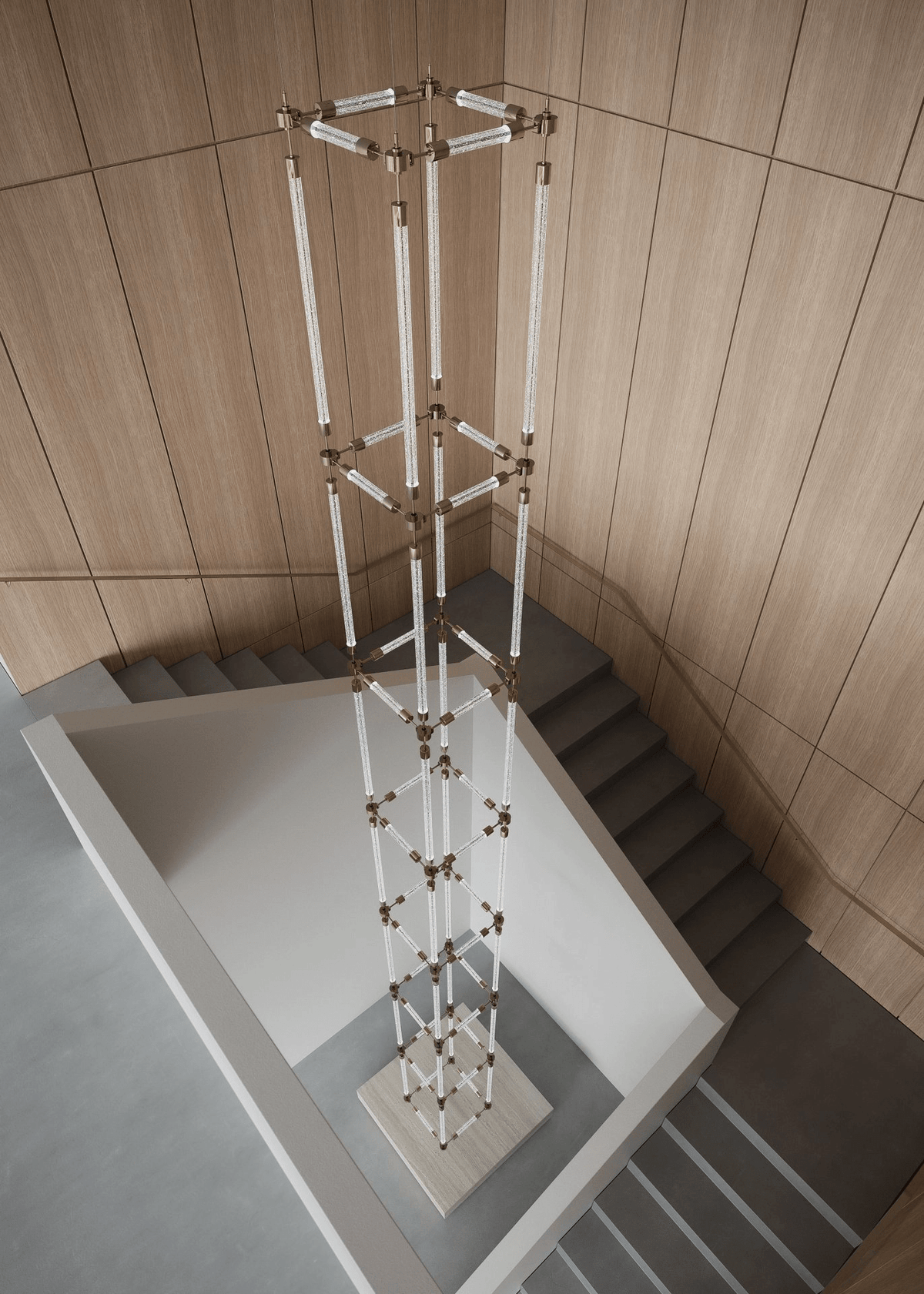 Crystal Grid Custom Chandelier – Bespoke LED Pendant for Modern Interiors