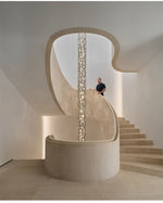 Crystal Mosaic Column Chandelier | Modern Crystal Pendant Light for Dining Room & Foyer