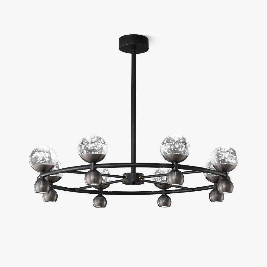 Crystal Nebula Chandelier – Modern Brass and Glass Pendant Light
