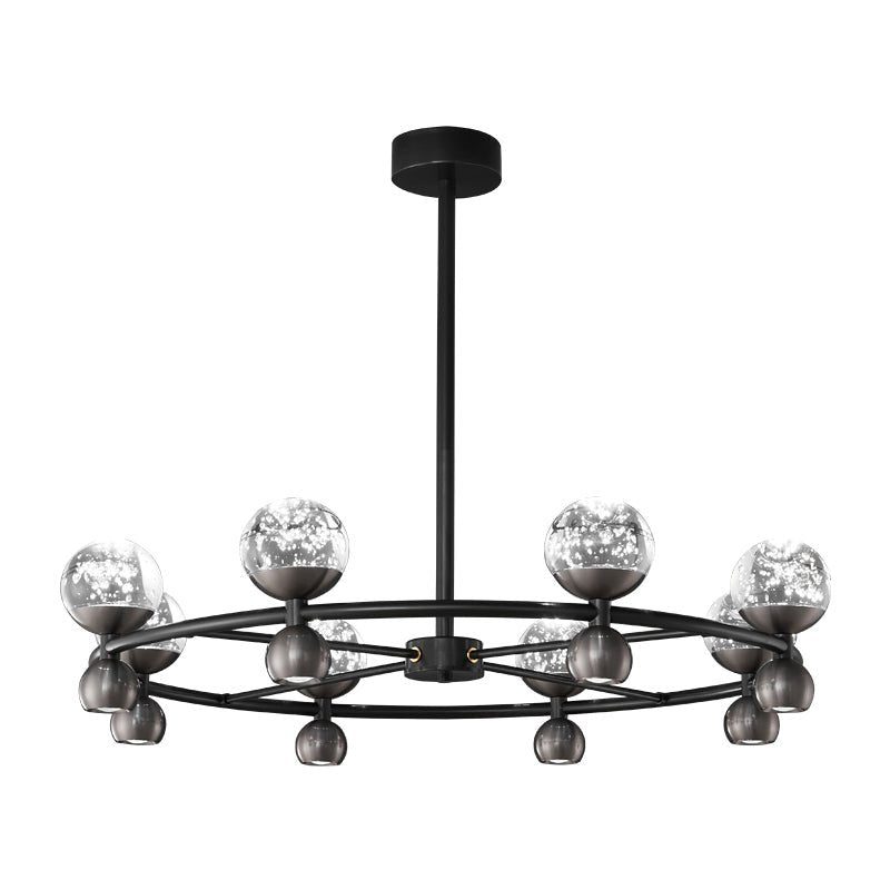 Crystal Nebula Chandelier – Modern Brass and Glass Pendant Light