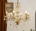 Crystal Pearl Chandelier in Brass with Clear Crystal Beads