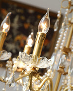 Crystal Pearl Chandelier in Brass with Clear Crystal Beads