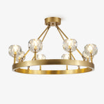 Crystal Round Gold Brass Chandelier for Dining Room and Living Room