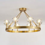 Crystal Round Gold Brass Chandelier for Dining Room and Living Room