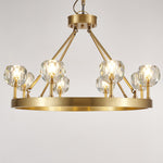 Crystal Round Gold Brass Chandelier for Dining Room and Living Room