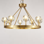 Crystal Round Gold Brass Chandelier for Dining Room and Living Room