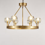 Crystal Round Gold Brass Chandelier for Dining Room and Living Room
