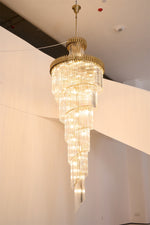 Crystal Spiral Chandelier – Modern Gold Crystal Statement Light for Grand Interiors
