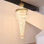 Crystal Spiral Chandelier – Modern Gold Crystal Statement Light for Grand Interiors