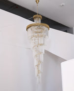 Crystal Spiral Chandelier – Modern Gold Crystal Statement Light for Grand Interiors