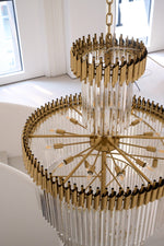 Crystal Spiral Chandelier – Modern Gold Crystal Statement Light for Grand Interiors