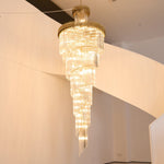 Crystal Spiral Chandelier – Modern Gold Crystal Statement Light for Grand Interiors