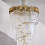 Crystal Spiral Chandelier – Modern Gold Crystal Statement Light for Grand Interiors