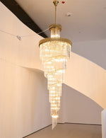 Crystal Spiral Chandelier – Modern Gold Crystal Statement Light for Grand Interiors