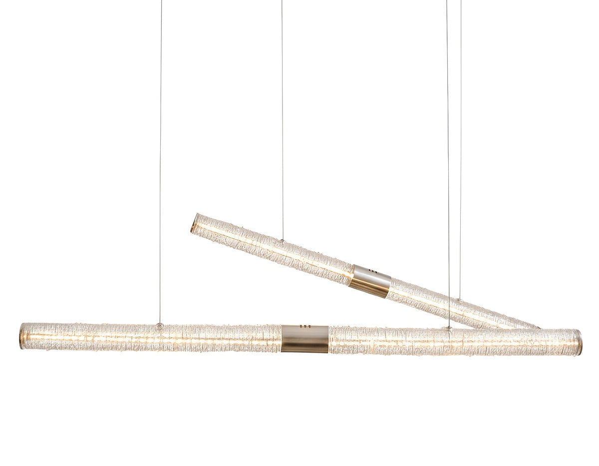Crystal Stream Linear LED Pendant Light for Dining Room and Kitchen Island