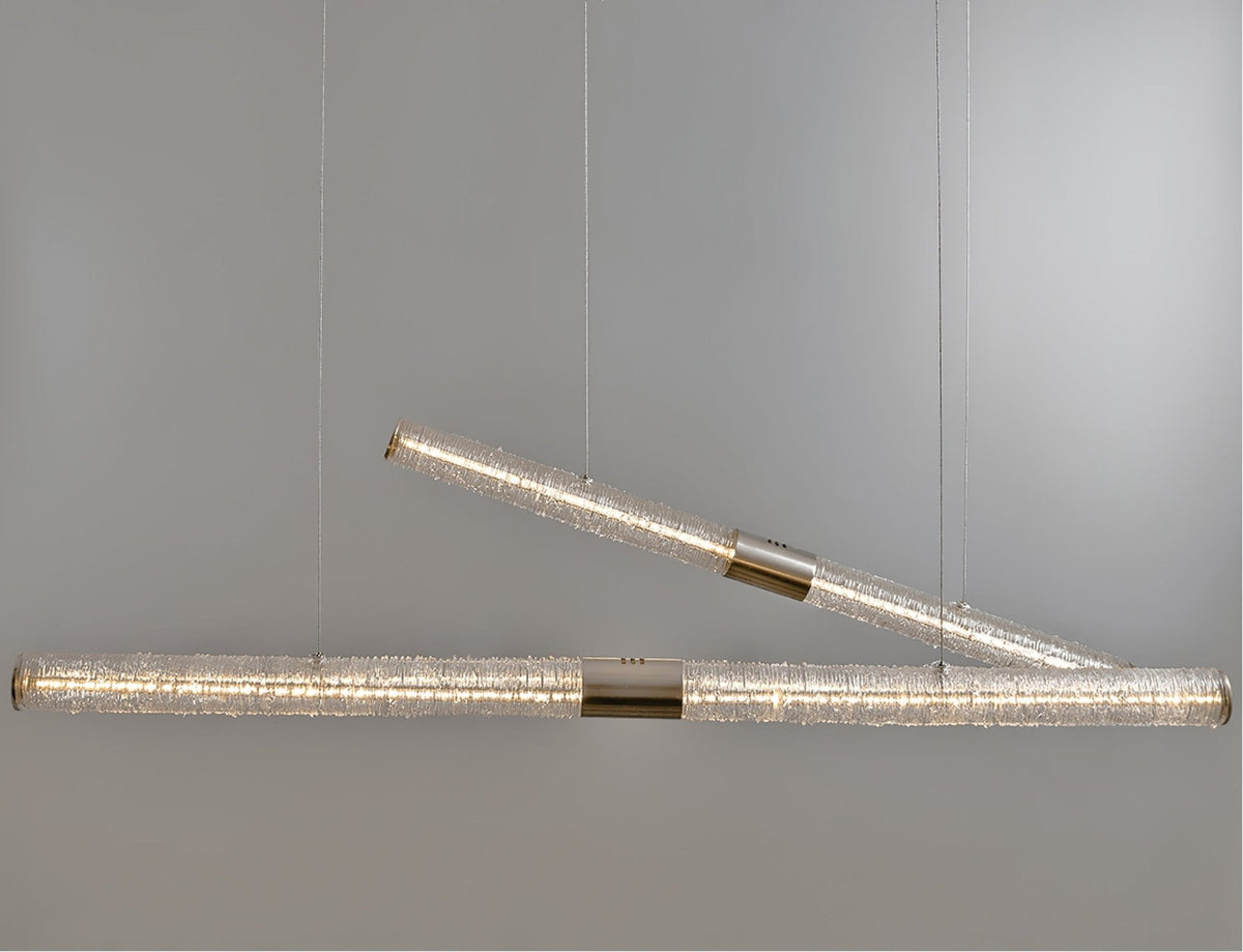 Crystal Stream Linear LED Pendant Light for Dining Room and Kitchen Island