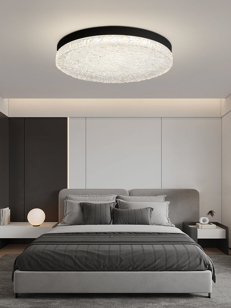 Crystalia Resin Ceiling Light – Modern Flush Mount with Black Iron Frame