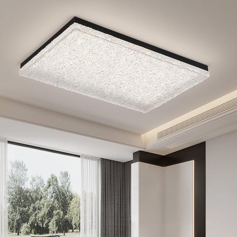 Crystalia Resin Ceiling Light – Modern Flush Mount with Black Iron Frame