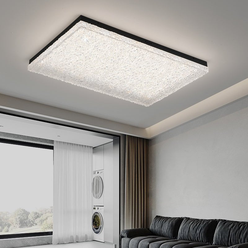 Crystalia Resin Ceiling Light – Modern Flush Mount with Black Iron Frame