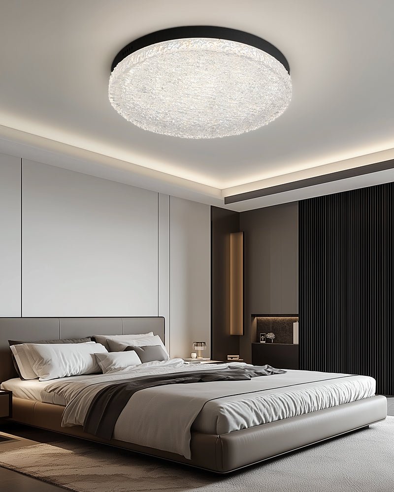 Crystalia Resin Ceiling Light – Modern Flush Mount with Black Iron Frame