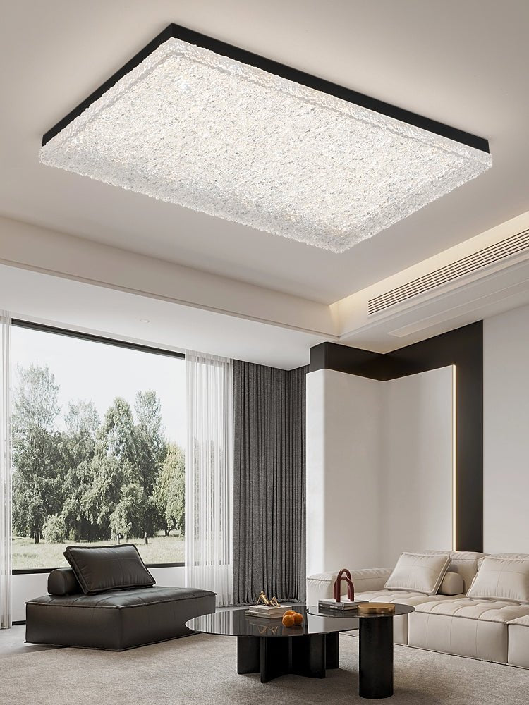 Crystalia Resin Ceiling Light – Modern Flush Mount with Black Iron Frame