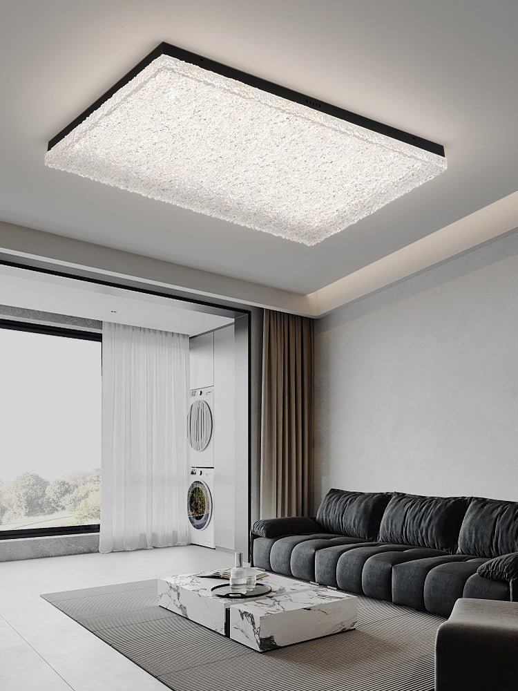 Crystalia Resin Ceiling Light – Modern Flush Mount with Black Iron Frame