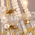 Crystal Pearl Chandelier in Brass with Clear Crystal Beads